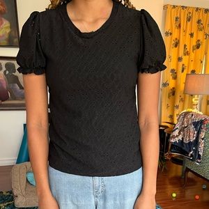 Les Amis Eyelet Ruffle Top